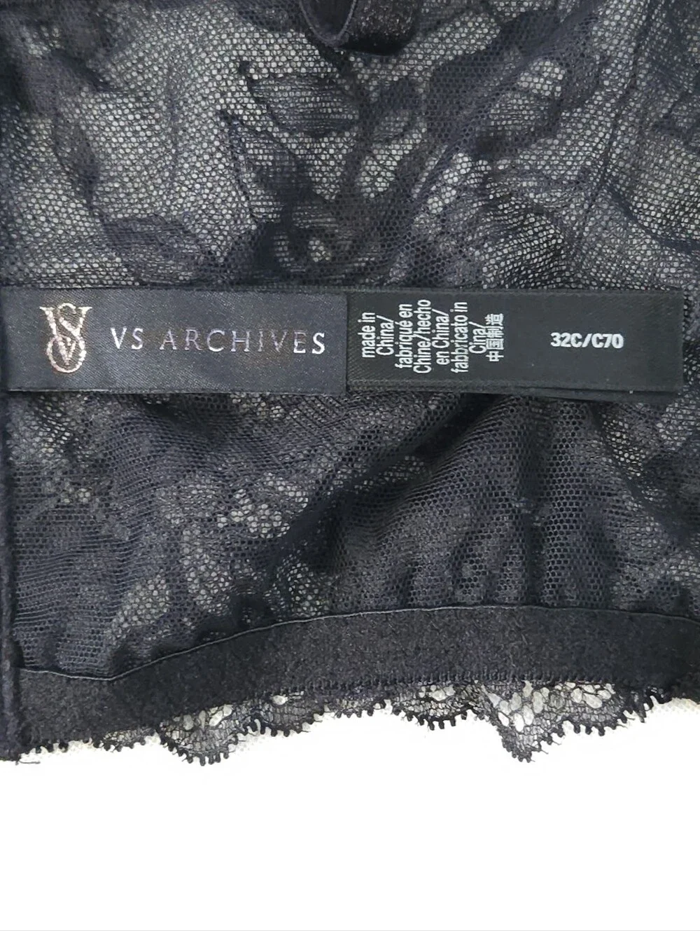 Victoria's Secret VS Archives Rose Lace Bustier Bra Top Black 32C Corsetcore